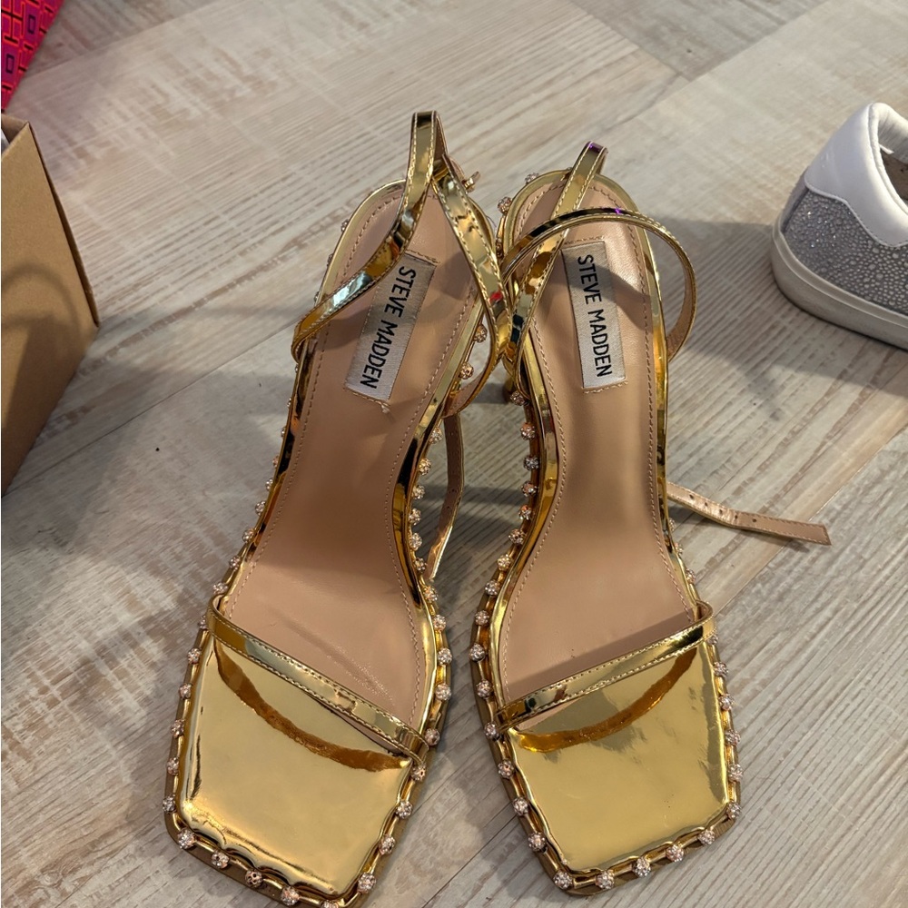 Steve Madden Gold Strappy Heels